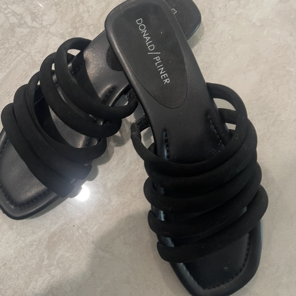 Donald J. Pliner Black Strappy Mules